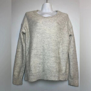 Magaschoni Cream Mohair Wool Blend Fuzzy Knit Chuncky Sweater  Women Size M